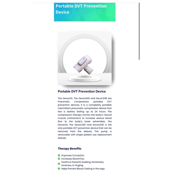 Devon 24D DVT Portable Compression Device Bloodclot Prevention *NEW* - Picture 2 of 12